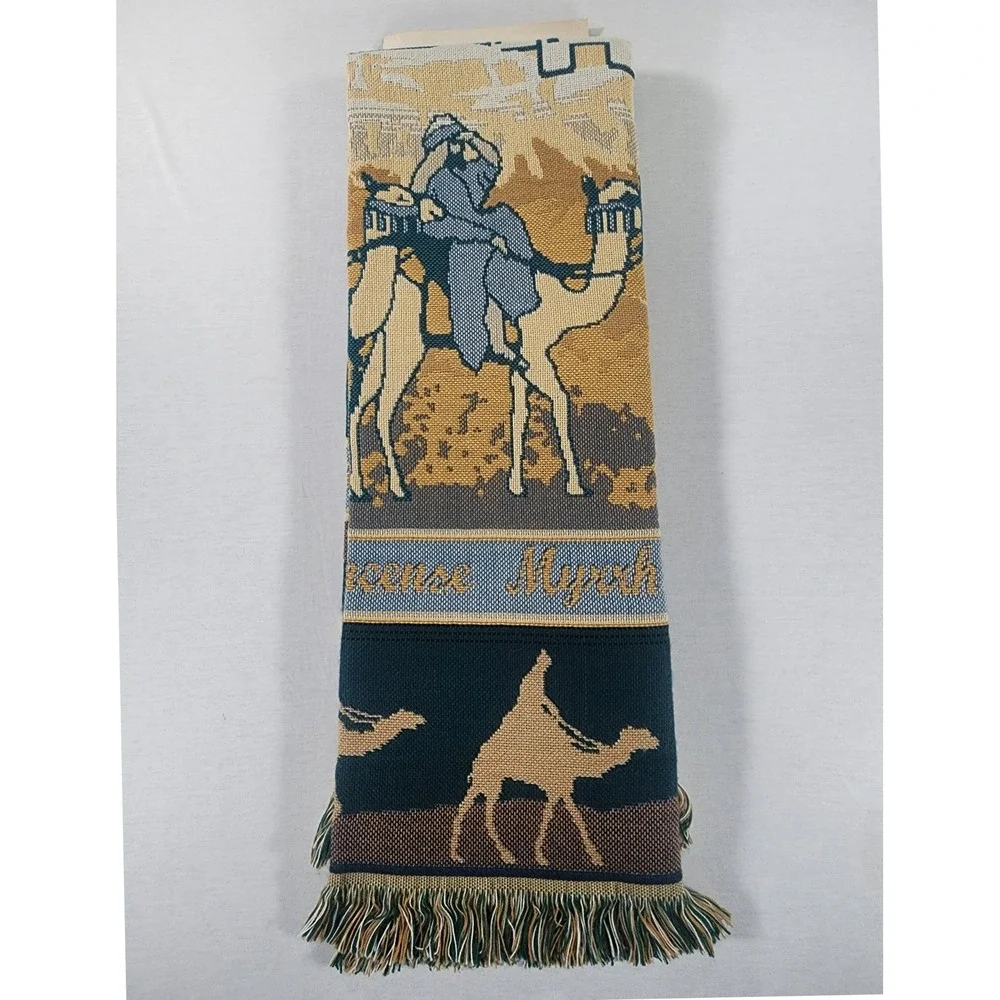 Vintage American Weavers Holiday Throw Bethlehem Nativity 50x60 1996 Christian